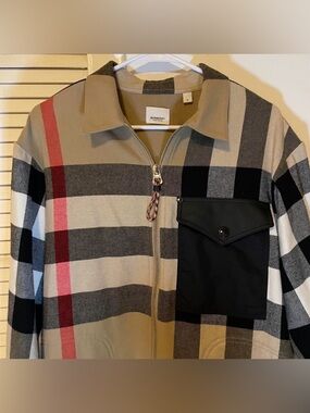 Burberry Tan & Black Nova Check Zip Shirt Jacket